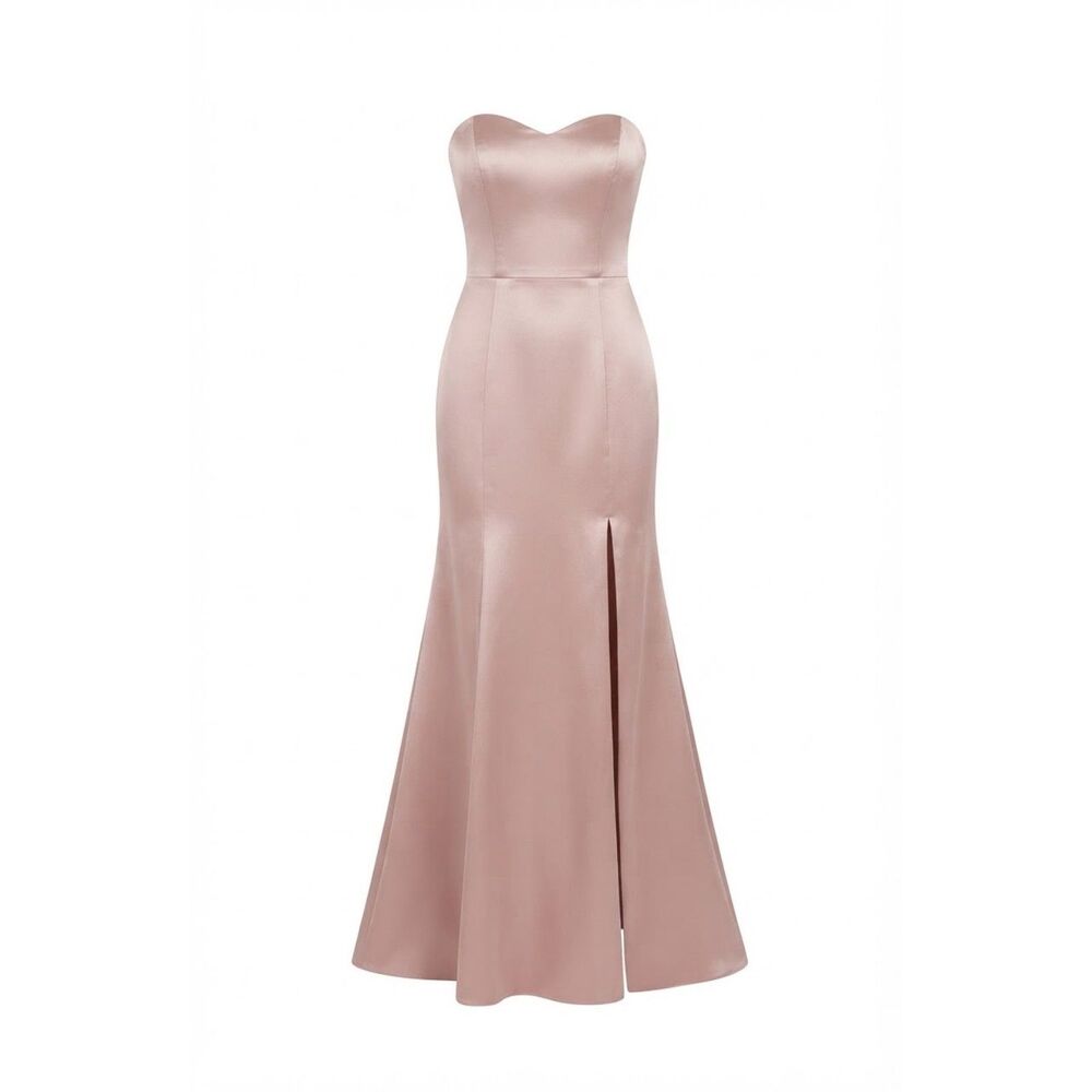 Dear Cleo Strapless Satin Formal Gown in Dusty Rose S